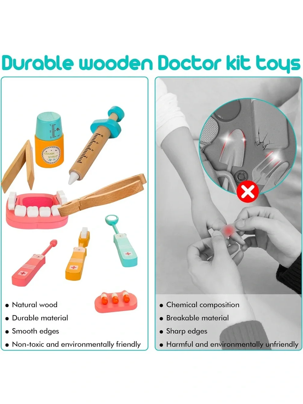 MONTESSORI Dentist kit for kids wooden play set